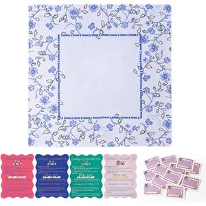 31.5in Large Blue Mahjong MatAnti-Slip, Noise-Reducing Table Cover for Mahjong, Poker, Board Gameswith 4 Mahjong Shuffle Cards with Rules and 25 Scratch Off Crads Mahjong Party Supplies