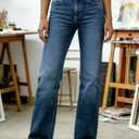 Women's Relaxed Wide Leg Jeans Elastic Waist Lightweight Denim Pants for Casual & Daily Wear, Size: Large