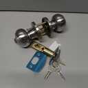 1 Pack Door Knob with Lock and Key, Keyed Entry Door Knobs, Brushed Nickel Interior and Exterior Round Ball Door Lock for Bedroom