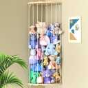 Stuffed Animal Storage Wood Corner Plush Toys Holder with Star Pattern, Length Adjustable Hanging Stuffed Animal Toy Organizer Shelf for Nursery Play Room Bedroom Kid Room