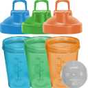 3 Color Pack Snap Cap Bottles for Pre-Workout Protein Drink Shakes Mixes(Blue,Green,Orange) Whisk Ball-Scale Marks 4-8-12 Oz,Anti-Leak,BPA Free,Classic Loop,Dishwasher Safe,Easy to Clean,Wide Mouth