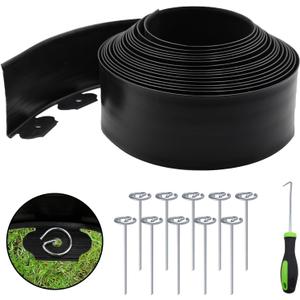 Landscape Edging Kit LOLEDE 120FT Flexible Paver Edging, 4" Tall Lawn Border with 110 Rust-Resistant Stakes  Ideal for Flower Beds, Lawns, Driveways, and Gardens (Black)