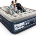 iDOO Queen Air Mattress with Built in Pump, 18 Raised Comfort Inflatable Mattress Blow up Mattress, Upgraded Four Chamber Portable Air Bed for Camping, Guests and Home, Colchon Inflable, 650 lbs Max (Grey)