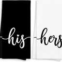 His and Hers Valentines Day Bathroom Kitchen Towels Set of 2, His and Hers Gifts Hand Towels for Couple Bride Wedding Honeymoon, Black and White Decorative Tea Dish Towels for Kitchen 16x24in