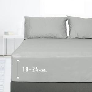 Sunflower Queen Fitted Sheet, 1-Piece Extra Deep Pocket Fitted Bottom Sheet 22", 100% Cotton Sateen Soft Breathable, Silver Gray