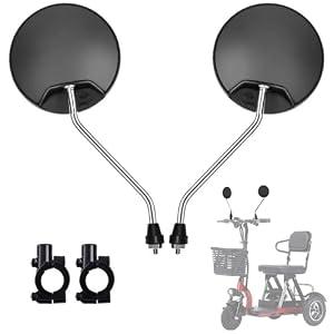 Electric Scooter Rear View Mirrors - Large Viewing Angle Rearview Mirror for Mobility Scooter & Wheelchair Assist Aids, 2PCS
