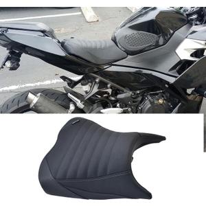 Upgrade Soft PU leather Front Driver Rider Seat Passenger Pillion Seat Cushion Comfortable compatible for ninja 400 Z400 Z-400 Accessories 2018-2024 (Front Seat-Black)
