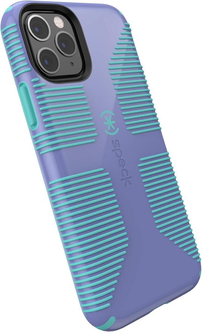 Speck iPhone 11 Pro Case - Drop Protection, Extra Grip Made of Rubber with Dual Layer Protection & Durability - Wisteria Purple, Mykonos Blue CandyShell Grip, Wisteria Purple/Mykonos Blue