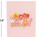 Ribbli Birthday Cards, Rose Pink Pop Up Birthday Card with Light and Music for Women Mom Daughter Girlfriend Wife, 7.9 x 5.9 Inches with Envelope