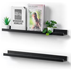 24 inch Long Shelf for Wall: Black Wall Book Shelves for Bedroom Kids - Narrow Floating Shelves for Picture Photo 24 inch Long Shelf for Wall: Black Wall Book Shelves for Bedroom Kids - Narrow Floating Shelves for Picture Photo