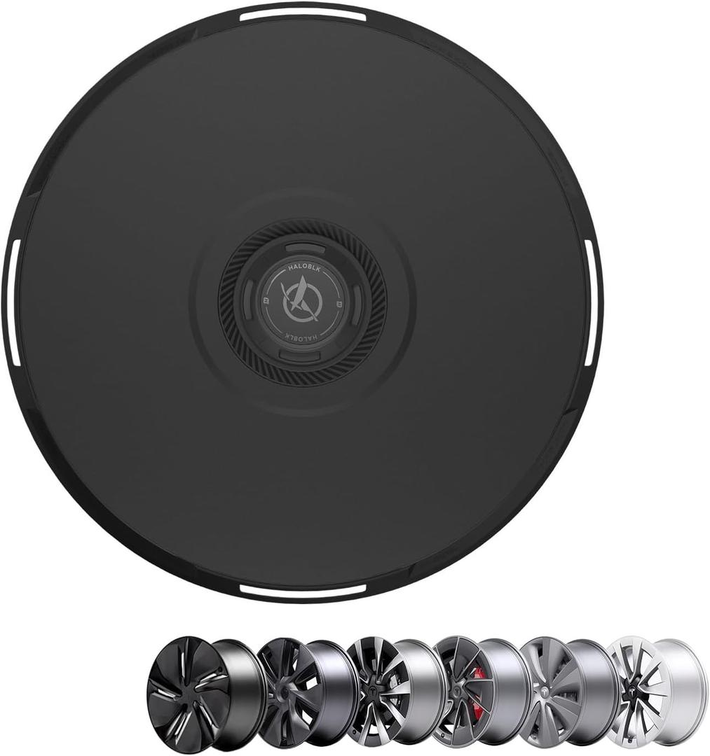 HALODISC 2 Wheel Covers Designed for Tesla Model 3 (19 Warp Wheels & Nova Wheels & Sport Wheels) Model Y (19" Crossflow Wheels & Gemini Wheels) & Model S (19" Tempest Wheels), RTP-Black