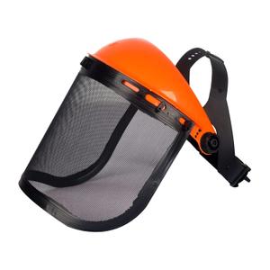 Safety Mask with Mesh Visor for Chainsaw Trimmer Pole Pruners, Protective Mask and Mesh Mask for Face Protection Orange