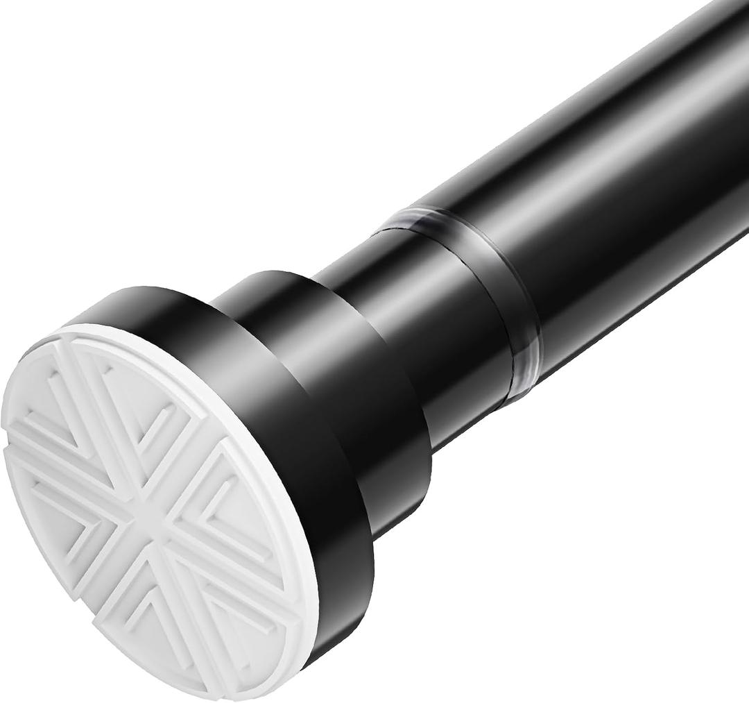 Black Shower Curtain Rod 25~85 Inches Adjustable Stainless Steel Shower Curtain Rods Spring Tension,Tension Curtain Rod,Non Slip,No Drilling, Sturdy and Durable.
