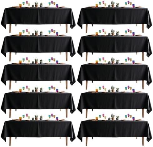 DRESSMAKER 10 Pack Black Table Cloth Rectangle 60x102 Inches Polyester Tablecloth for 6ft Tables Washable Fabric Table Cloths for Party,Wedding Banquet
