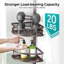 HAMITOR Corner Shower Caddy Tension Pole: Rustproof Stable 4-Tier Bathroom Organizer Shelves for Bathtub Shampoo Storage - 47-121 Inch Quick Install Adjustable Standing Rack with Soap Rack - Bronze