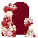 6.6FT Spandex Fitted Wedding Arch Cover Round Top Stand Covers Double-Side Chiara Cover Backdrop Cover for Wedding Birthday Party Ceremony Baby Shower Decoration(Burgundy)