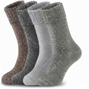 Yeblues 4 Pairs Merino Wool Socks Mens, Thick Warm Winter Socks, Hiking Socks Soft Casual Socks for Men (12-17, Multicolor)