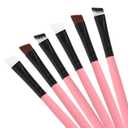 Urtlia Angled Fine Eyeliner Brush， Professional Precision Thin Point Liner Makeup Brushes Set Eye Makeup Tool-Pink (6Pcs)