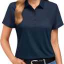 Boladeci Women's Golf Polo Shirts Short Sleeve UPF 50+ Sun Protection 4-Button Tennis Collared Shirts (Blue, XL)