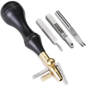 SiiRo 3 in 1 Leather Groover Tool, Edge Beveler Leather Tool with Adjustable Stitching Groover, Leather Carving Cutting Edge Tools, Leather Working Tools for DIY Leathercraft