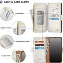 Antsturdy Compatible with Motorola Moto G Power 5G 2023 Wallet Case with Card Holder,Women Men PU Leather Flip Protective Phone Case RFID Blocking Stand Wrist Strap Zipper Credit Card Slots,Beige