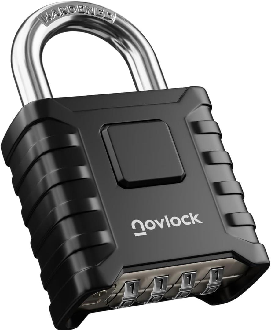 Heavy Duty Combination Padlock Outdoor – Weatherproof, Cut-Resistant, 0.31" (8mm) Shackle – for Gates, Fences, Sheds, Storage Units, Lockers, Cabinets – 1-Pack, Black