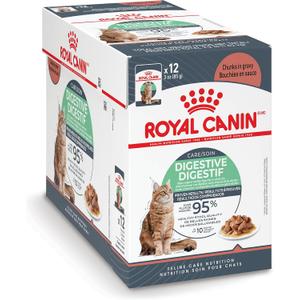 Royal Canin Digestive Care Chunks in Gravy Adult Wet Cat Food, Pouches 3 Oz(Pack of 12), Chicken flavor