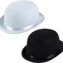 Funny Party Hats Derby Hats - 2 Pack - Black and White Bombin - Bowler - Roaring 20s Hats