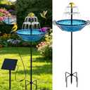 Solar Bird Bath Fountain for Outside,Plastic Birdbath with Metal Stand and Hook