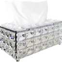 Geesatis Tissue Box Cover, Rectangle Tissue Box Holder, Rectangular Napkin Facial Tissues Holder for Bathroom Toilet Bedroom Living Room Table Desk Office Dresser, 1 Pcs Silver 8''x4.5''x3.5''