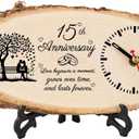 BeauGift 15 Year Anniversary Wood Gifts for Him Her, 15th Wedding Anniversary Couple Gifts for Husband Wife, 15 Years Anniversary Keepsake Gift Ideas Wooden Clock