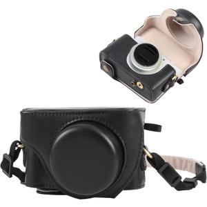 PULUZ Digital Camera Case for Sony ZV-1F Vlog Camera,Full Body Leather Camera Bag with Sony ZV-1F Case Shoulder Strap-Travel Protective Carrying Storage Bag (Black)