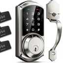 Veise VE06-H Smart Front Door Lock Set, App Control Keyless Entry Deadbolt with Lever Handle with VK01 IC Cards