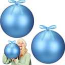 Zubebe 2 Pcs 8" Giant Fillable Christmas Ornaments with Ribbons Oversized Plastic Xmas Balls for Outdoor Lawn Yard Decor, Tree Hanging, Holiday Gifts(Matte Light Blue)