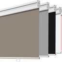 Joydeco Cordless Roller Shades Blackout Blinds for Windows Room Darkening Rolled Up Shades with Spring System, UV Protection Window Shades Door Blinds for Home and Office (35 "W x 75" H, Coffee)