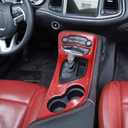 Voodonala Gear Shift Shifter Panel Shift Lever Panel Transmission Gear Selector Gearstick Panel Cover Trim Fit for 2015-2025 Dodge Challenger Interior Accessories ABS Red/Carbon Fiber