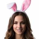 2 x Cute Bunny Ears Headband for Women, Soft Plush Rabbit Ears, Christmas & Holiday Costume Accessory (1 Count (Pack of 1), Pink)