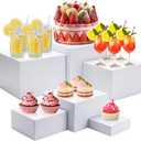6Pcs Buffet Risers Dual-Sided Food Riser for Buffet Table Acrylic Cube for Display Reversible Stand Shelf for Catering Dessert Versatile Kitchen Countertop