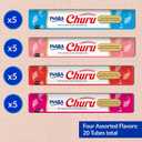 INABA Churu Cat Treats, Lickable, Squeezable Creamy Pure Cat Treat with Green Tea Extract & Taurine, 0.5 Ounces Each Tube, 20 Tubes, Tuna & Seafood Variety Box