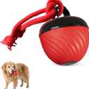 Interactive Dog Toys Ball,2025 Smart Pet Puppy Ball with Ropes, Path Electric Automatic Moving and Rolling Dogs Toy, for Small Medium Large Dogs (Red)