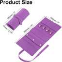 uxcell Travel Jewelry Bag Roll, Foldable Jewelry Travel Organizer with Tie Close Microfiber Jewelry Storage Roll Jewelry Case for Women Gift Necklaces Earrings Rings Bracelets, Purple