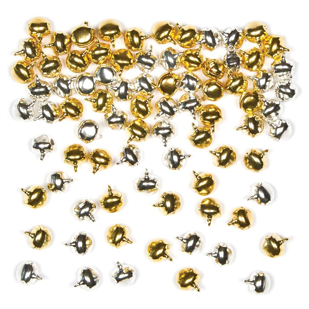 Baker Ross Gold and Silver AF831 Jingle Bells-Pack of 150, Creative Christmas Art and Craft Supplies for Kids' Projects and Ornament, 10mm