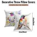 2 Pcs Colorful Bird Print Throw Pillow Covers 18x18 Inch, Floral Art Throw Pillows Square Cushion Covers, Watercolor Decorative Pillows for Couch Sofa Living Room Bedroom, Bird Lover Gifts 2
