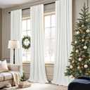 Living Room Curtains 84 Inches Long Faux Linen Darkening Curtain for Bedroom Boho Burlap Full Blackout Soundproof Thermal Insulated Drapes for Nursery Room Divider 52x84 Length 2 Panel Ivory Off White