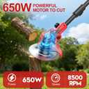 Cordless Weed Wacker, Electric Weed Trimmer with Wheels, 2x2.0Ah 21V Battery Powered Weed Eater, String Trimmer Brush Cutter, 3 Types Blades Lawn Mower Edger Lawn Tool for Garden Yard
