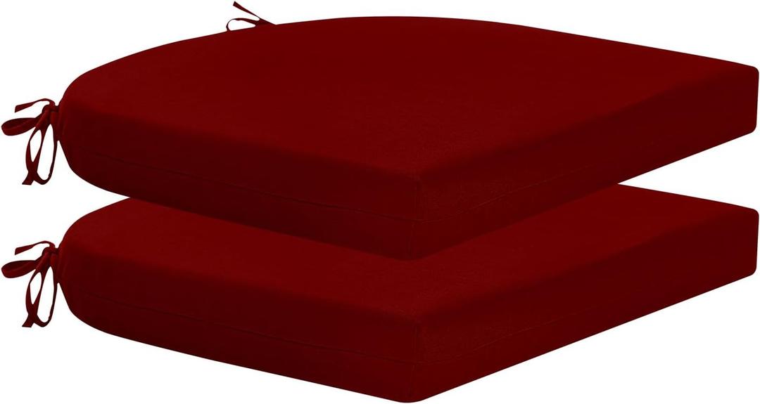 HARBOREST Outdoor Chair Cushions Set of 2, Water Resistant Patio Chair Cushions with Ties, Outdoor Seat Cushions for Patio Furniture, 17"x16"x2", Burgundy