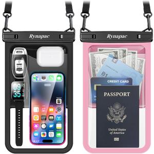 Rynapac [Up to 10" Large Waterproof Phone Pouch - 2 Pack IPX8 Waterproof Phone Case for iPhone 17 16 15 Pro Max Galaxy S26 Ultra, Touchscreen & Underwater Photography, Beach Cruise Travel Essentials