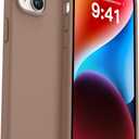 AOTESIER Compatible with iPhone 14 Plus Case, Full Body Food-Grade Silicone Wear-Resistant, Anti-Drop Protection with Soft Anti-Scratch Microfiber Lining Phone Case 14 Plus, 6.7 inch, Light Brown