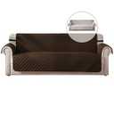 HOMERILLA Reversible 3 Cushion Couch Cover for Dogs Water Resistant Washable Pets Furniture Protector Sofa Cover with Elastic Straps (68" Sofa, Chocolate/Beige)