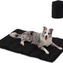 BDEUS Travel Dog Bed, Outdooor Camping Pet Mat, Portable Place Mat with Handle, Easy to Clean, Waterproof & Portable and Odor Resistant Pet Cooling Pad (Large 43" x 25", Black)